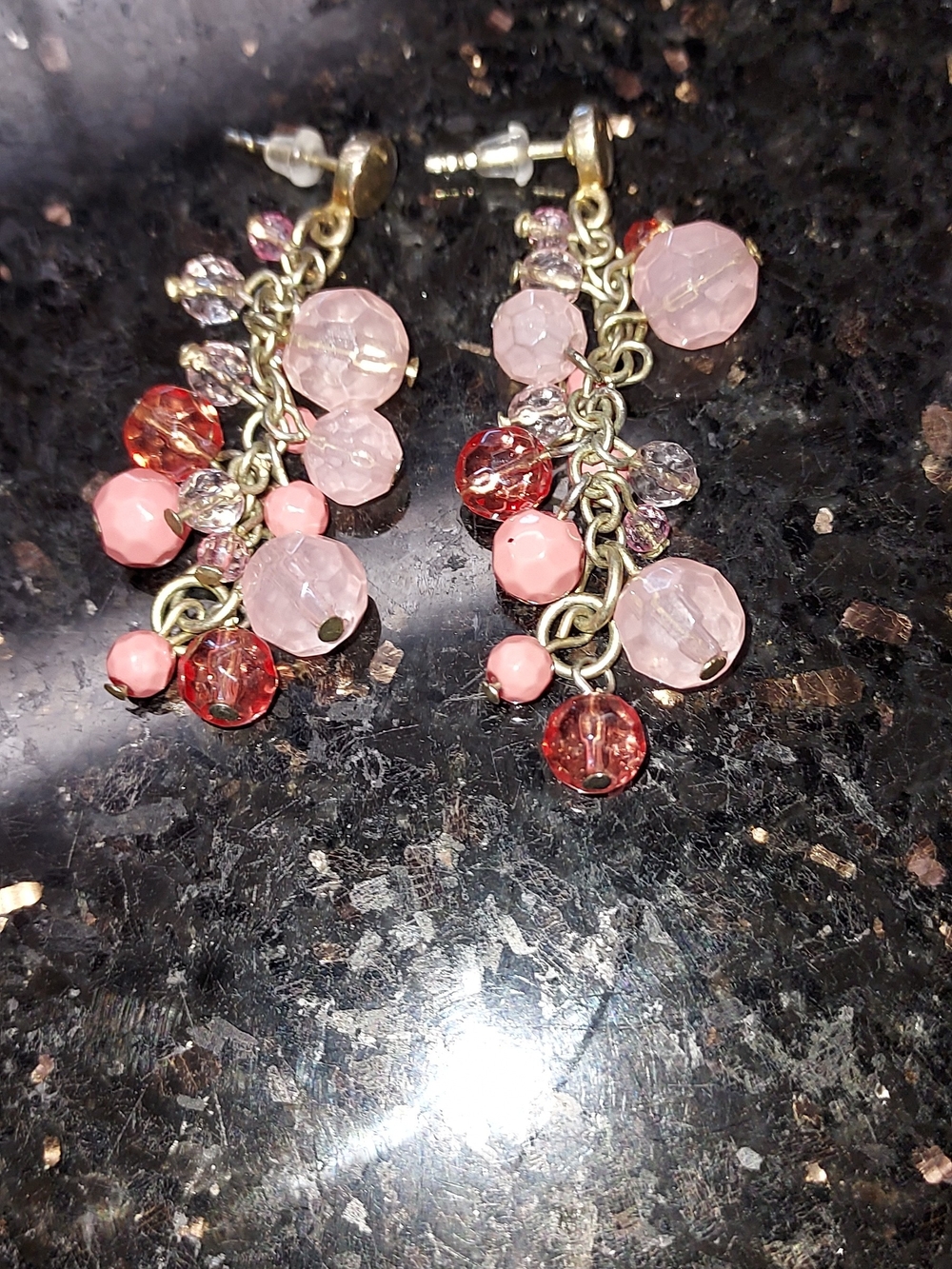 Pink & Red Beaded Dangle Earrings - Women Jewelry